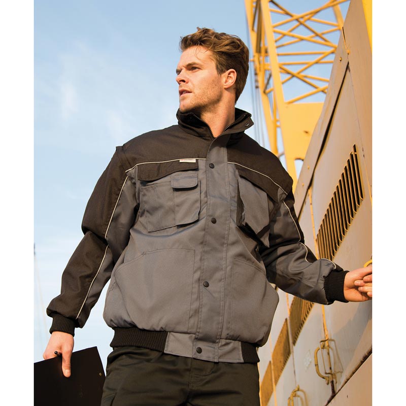 Work-Guard zip sleeve heavy-duty pilot jacket - Tan/Black S